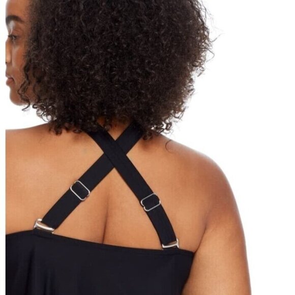 Birdsong Size 20W Bare Necessities Keyhole Underwire Tankini Swim Top Black PLUS - Picture 7 of 15